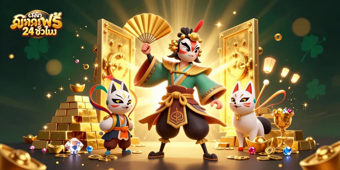 Engage with ดูหนังออนไลน์ฟรี 24 ชั่วโมง by enjoying thrilling casino adventures with kabuki warrior and treasure-filled scene.