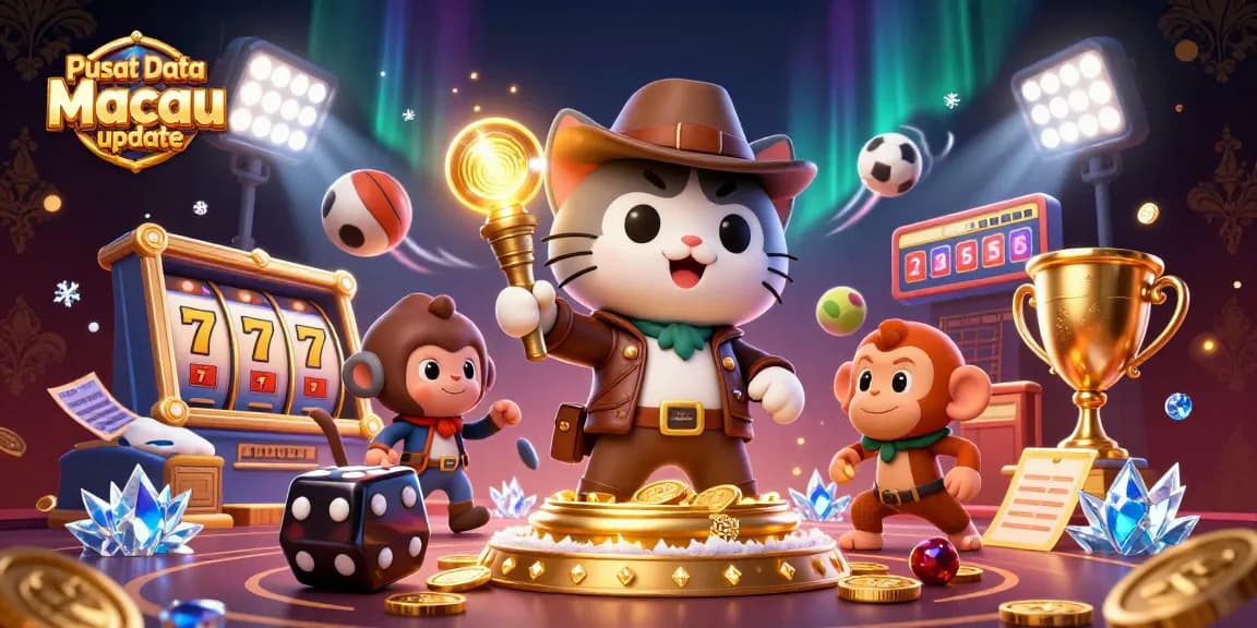 Pusat Data Macau update menampilkan kucing arkeolog 3D dengan teman monyet, mengeksplorasi artefak kasino emas.