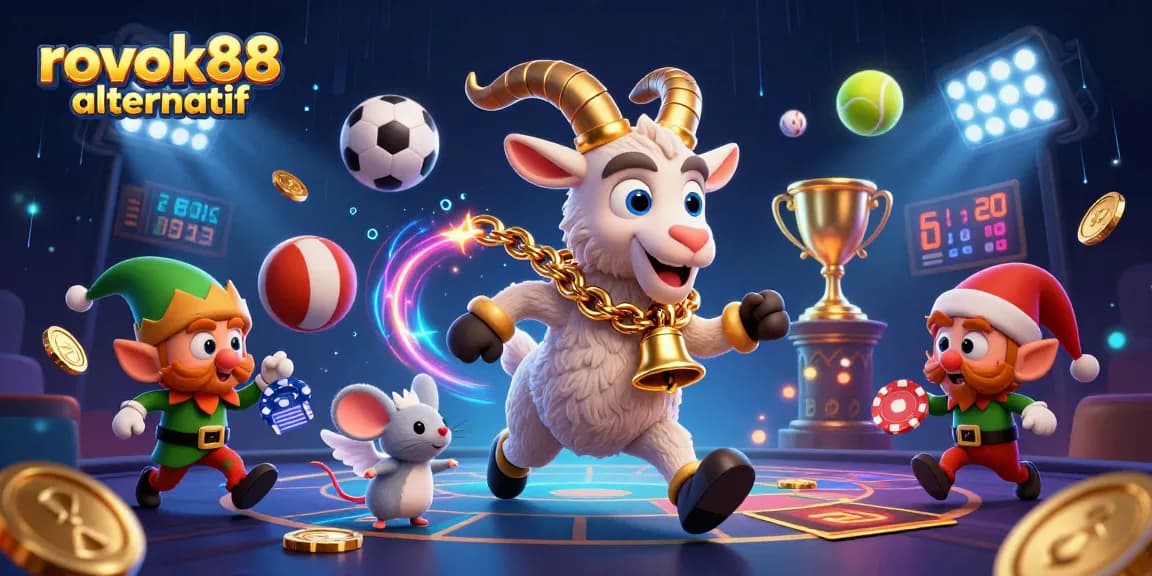Bet and play at rokok88 alternativ while enjoying a festive casino experience with cartoon characters.