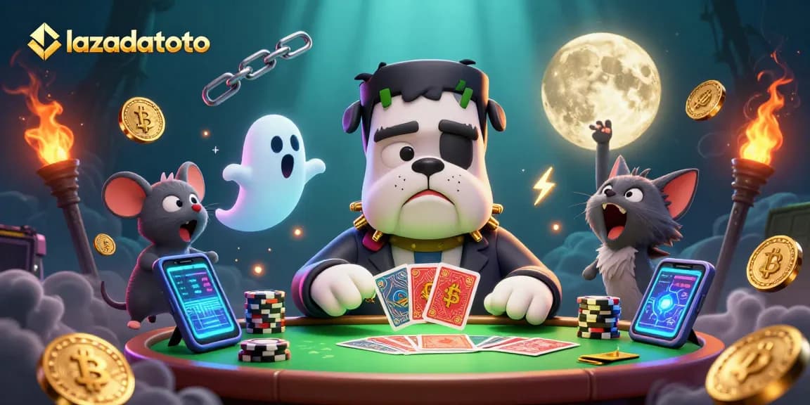 Join the excitement at lazadatoto with a playful 3D illustration featuring unique casino characters.