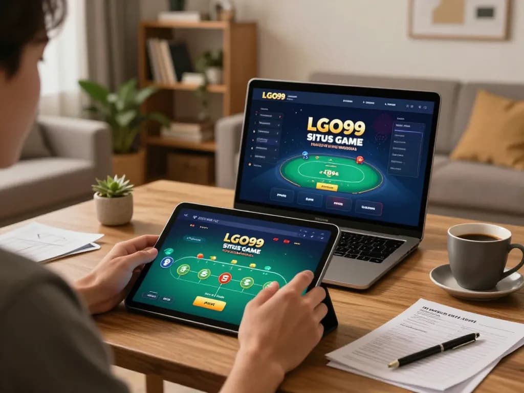 LGO99 Situs Game Online Terpercaya Di INDONESIA offers secure online gameplay experience in a cozy living room setting.