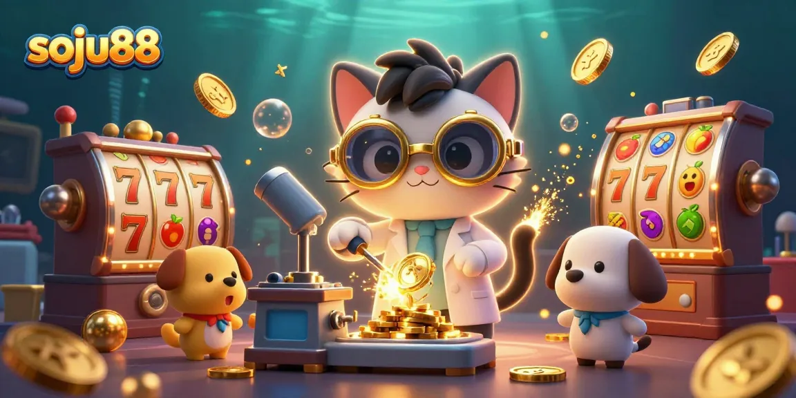 Spin to win with soju88 at this vibrant 3D casino scene featuring jackpot excitement.