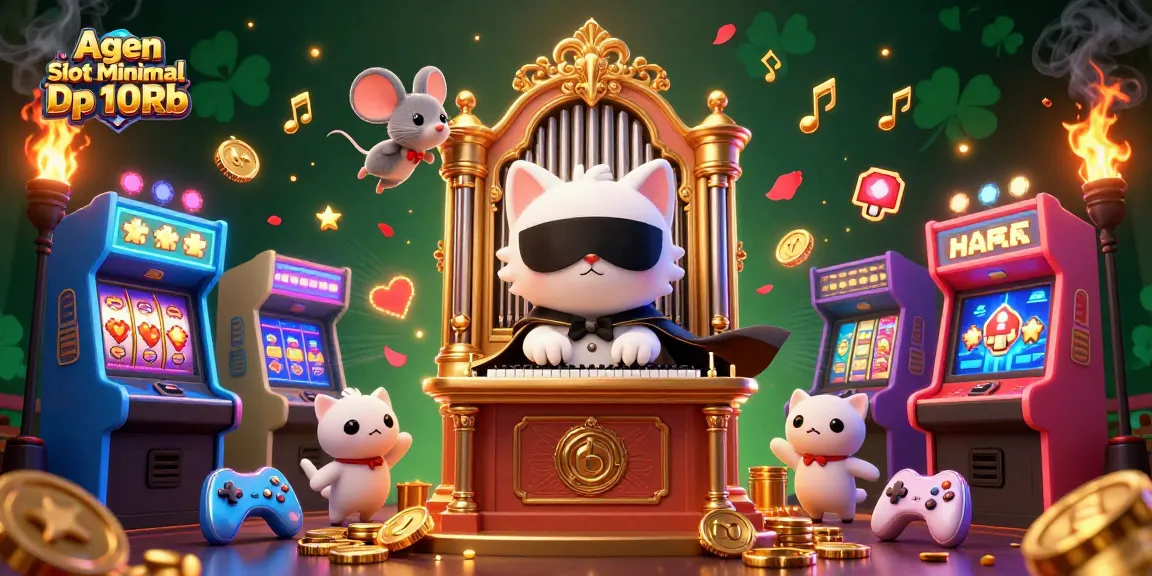Agen Slot Minimal Dp 10Rb scene with animated casino characters engaging in a vibrant gaming experience.