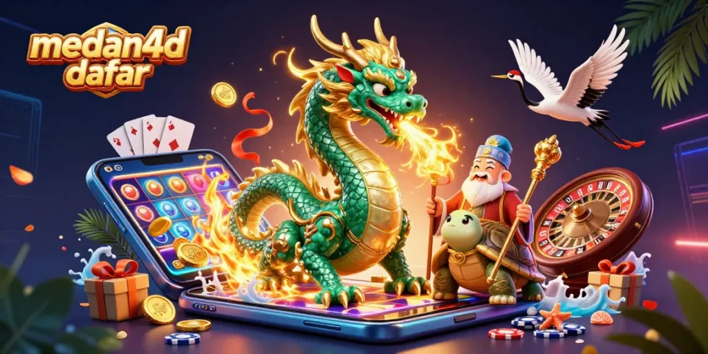 Menggulung keberuntungan dengan medan4d daftar sambil memutar slot, naga giok dan kura-kura bijak menambah keseruan permainan.