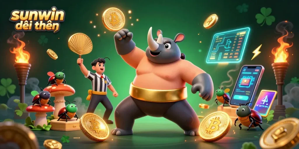 Experience sunwin đổi thưởng excitement with our vibrant casino-themed digital illustration, packed with action!