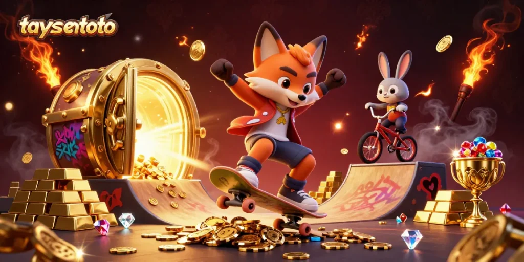 TAYSENTOTO menghadirkan keseruan bermain togel 4D dalam ilustrasi kartun 3D menakjubkan.