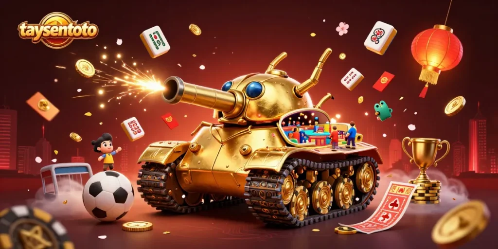 Mengikuti taruhan bola dengan taysentoto melalui penggambaran visual kasino mini di dalam tank perunggu emas yang fantastis.