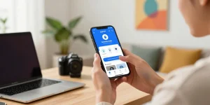 Pengguna menginstal aplikasi ufo777 di smartphone dengan antarmuka yang menarik.
