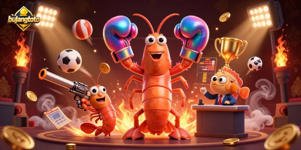 Bujangtoto menawarkan momen mendebarkan dengan udang mantis, udang pistol, dan grouper dalam ilustrasi kasino yang penuh aksi.
