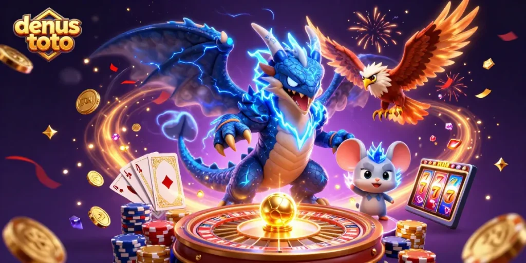 Permainan densus toto dengan harapan jackpot dikelilingi naga dan burung elang, penuh keberuntungan!